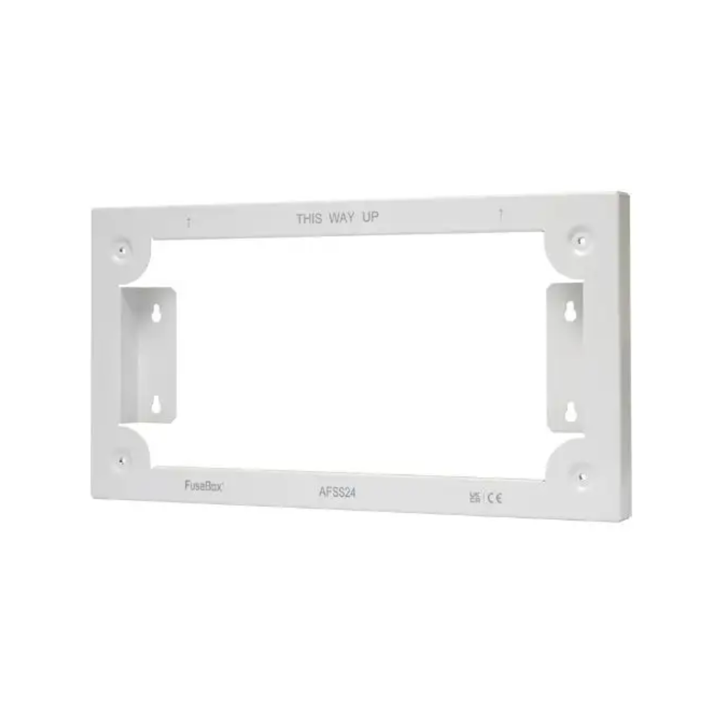 White wall mounting bracket with 'This Way Up' text on a white background