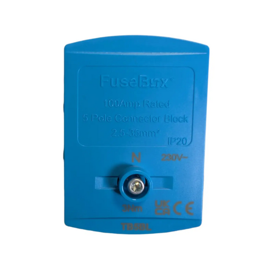 Blue fuse box with 'FuseBox' branding on a white background