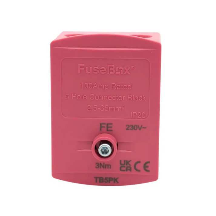 TB5PK 100A Terminal Block Pink - 5 Pole IP20 Connector | Fusebox Store