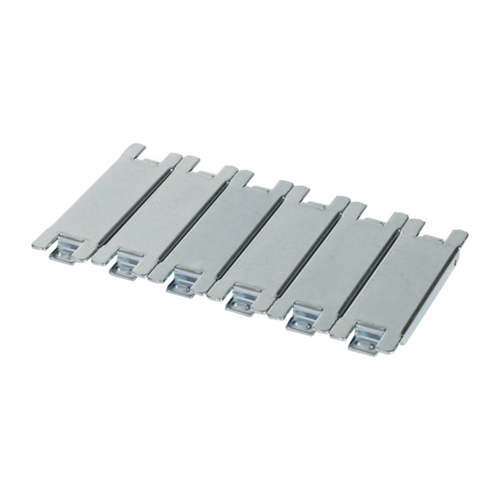 Set of gray metal brackets on a white background