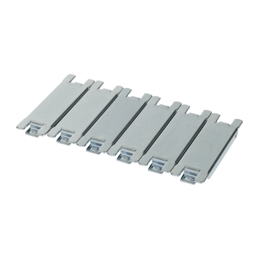 Set of gray metal brackets on a white background